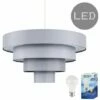 MINISUN 4 Tier Grey Fabric Ceiling Pendant Light Shade - 10W LED GLS Bulb Warm White -MINISUN Shop 9793218 1