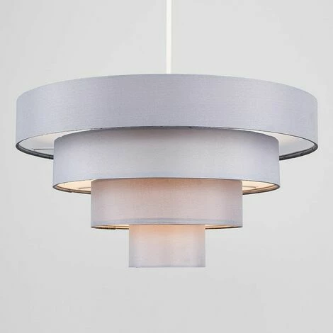 MINISUN 4 Tier Grey Fabric Ceiling Pendant Light Shade - 10W LED GLS Bulb Warm White MINISUN 4 Tier Grey Fabric Ceiling Pendant Light Shade - 10W LED GLS Bulb Warm White -MINISUN Shop 9793218 2