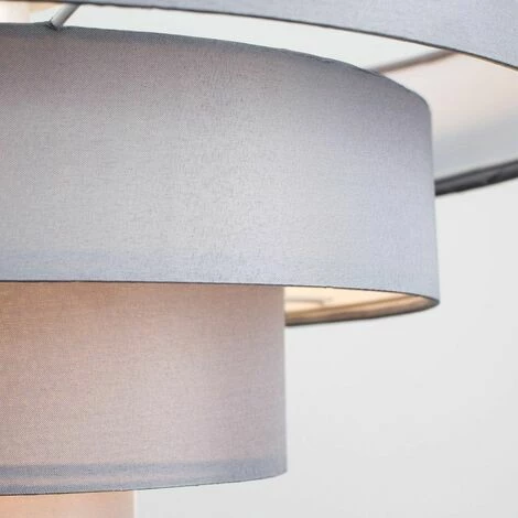 MINISUN 4 Tier Grey Fabric Ceiling Pendant Light Shade - 10W LED GLS Bulb Warm White MINISUN 4 Tier Grey Fabric Ceiling Pendant Light Shade - 10W LED GLS Bulb Warm White -MINISUN Shop 9793218 3