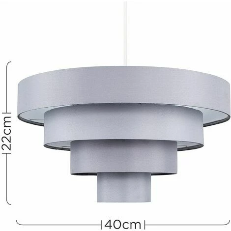MINISUN 4 Tier Grey Fabric Ceiling Pendant Light Shade - 10W LED GLS Bulb Warm White MINISUN 4 Tier Grey Fabric Ceiling Pendant Light Shade - 10W LED GLS Bulb Warm White -MINISUN Shop 9793218 4
