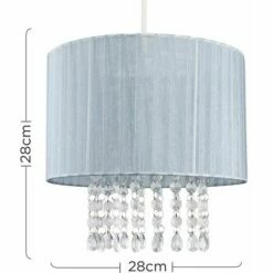 MINISUN Grey Voile Ribbon Wrapped Pendant Shade + Acrylic Droplets - 10W LED GLS Bulb Warm White -MINISUN Shop 9793220 4