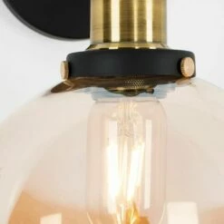 MINISUN Brass & Black Metal Adjustable Wall Light + Amber Shade 4W LED Bulb - Warm White 4 MINISUN Brass & Black Metal Adjustable Wall Light + Amber Shade 4W LED Bulb - Warm White -MINISUN Shop 9793238 3