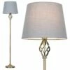 MINISUN Barley Twist Floor Lamp In Antique Brass With Tapered Shade - Grey -MINISUN Shop 9793950 1