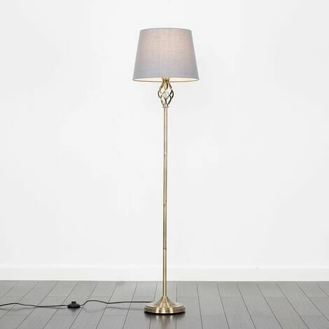 MINISUN Barley Twist Floor Lamp in Antique Brass with Tapered Shade - Grey MINISUN Barley Twist Floor Lamp In Antique Brass With Tapered Shade - Grey -MINISUN Shop 9793950 2