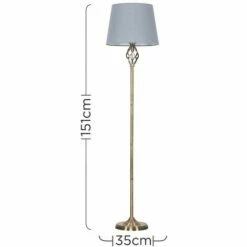 MINISUN Barley Twist Floor Lamp In Antique Brass With Tapered Shade - Grey 4 MINISUN Barley Twist Floor Lamp In Antique Brass With Tapered Shade - Grey -MINISUN Shop 9793950 3