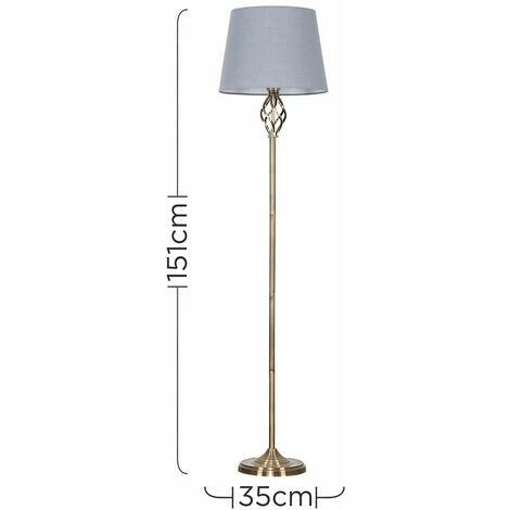 MINISUN Barley Twist Floor Lamp in Antique Brass with Tapered Shade - Grey MINISUN Barley Twist Floor Lamp In Antique Brass With Tapered Shade - Grey -MINISUN Shop 9793950 3