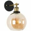 MINISUN 2 X Brass & Black Metal Adjustable Wall Light + Amber Shades 4W LED Helix Filament Bulbs Warm White -MINISUN Shop 9793957 1
