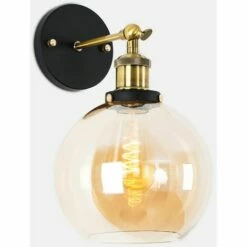 MINISUN 2 X Brass & Black Metal Adjustable Wall Light + Amber Shades 4W LED Helix Filament Bulbs Warm White -MINISUN Shop 9793957 2