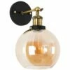 MINISUN 2 X Brass & Black Metal Adjustable Wall Light + Amber Shades -MINISUN Shop 9793959 1