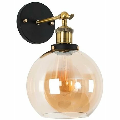 MINISUN 2 x Brass & Black Metal Adjustable Wall Light + Amber Shades MINISUN 2 X Brass & Black Metal Adjustable Wall Light + Amber Shades -MINISUN Shop 9793959 1