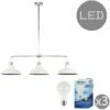 MINISUN 3 Way Rise & Fall Suspended Over Table Ceiling Light With Retro Shades & 3x GLS LED Bulbs - Cream -MINISUN Shop 9806286 1