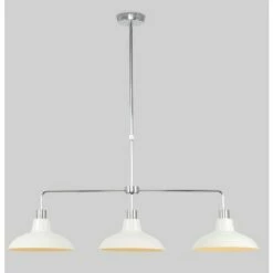 MINISUN 3 Way Rise & Fall Suspended Over Table Ceiling Light With Retro Shades & 3x GLS LED Bulbs - Cream -MINISUN Shop 9806286 2