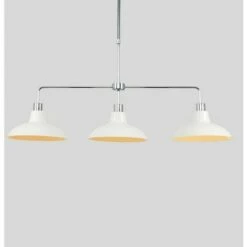 MINISUN 3 Way Rise & Fall Suspended Over Table Ceiling Light With Retro Shades & 3x GLS LED Bulbs - Cream -MINISUN Shop 9806286 3