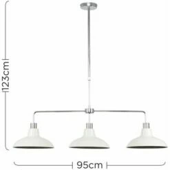 MINISUN 3 Way Rise & Fall Suspended Over Table Ceiling Light With Retro Shades & 3x GLS LED Bulbs - Cream -MINISUN Shop 9806286 4