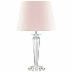 MINISUN K9 Crystal Table Lamp With Tapered Shade - Pink - No Bulb