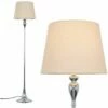 MINISUN Spindle Floor Lamp In Chrome With Tapered Shade - Beige -MINISUN Shop 9841194 1