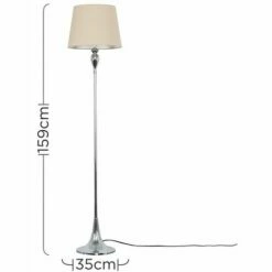 MINISUN Spindle Floor Lamp In Chrome With Tapered Shade - Beige 5 MINISUN Spindle Floor Lamp In Chrome With Tapered Shade - Beige -MINISUN Shop 9841194 4