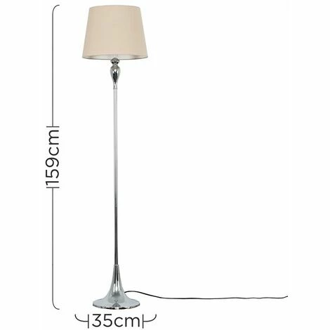 MINISUN Spindle Floor Lamp in Chrome with Tapered Shade - Beige MINISUN Spindle Floor Lamp In Chrome With Tapered Shade - Beige -MINISUN Shop 9841194 4