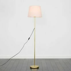 MINISUN Charlie Stem Floor Lamp In Gold With Aspen Shade - Pink - No Bulb -MINISUN Shop 9841197 2
