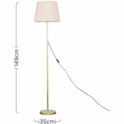 MINISUN Charlie Stem Floor Lamp In Gold With Aspen Shade - Pink - No Bulb -MINISUN Shop 9841197 4