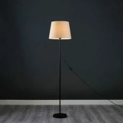 MINISUN Charlie Stem Floor Lamp In Black + Tapered Aspen Shade - Beige - No Bulb -MINISUN Shop 9841202 2