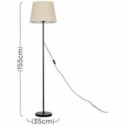 MINISUN Charlie Stem Floor Lamp In Black + Tapered Aspen Shade - Beige - No Bulb -MINISUN Shop 9841202 4