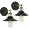 MINISUN 2 X Industrial Black & Antique Brass Wall Lights S - No Bulbs -MINISUN Shop 9896437 1