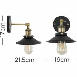MINISUN 2 X Industrial Black & Antique Brass Wall Lights S - No Bulbs 5 MINISUN 2 X Industrial Black & Antique Brass Wall Lights S - No Bulbs -MINISUN Shop 9896437 4